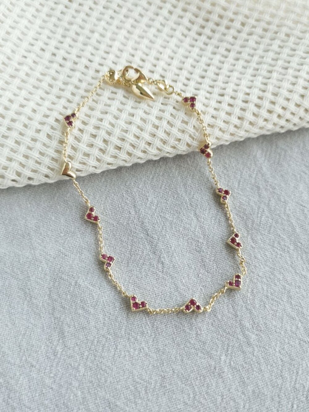 Kendra Scott Haven Heart Gold Chain Bracelet - Pink Crystal - Picture 3 of 4